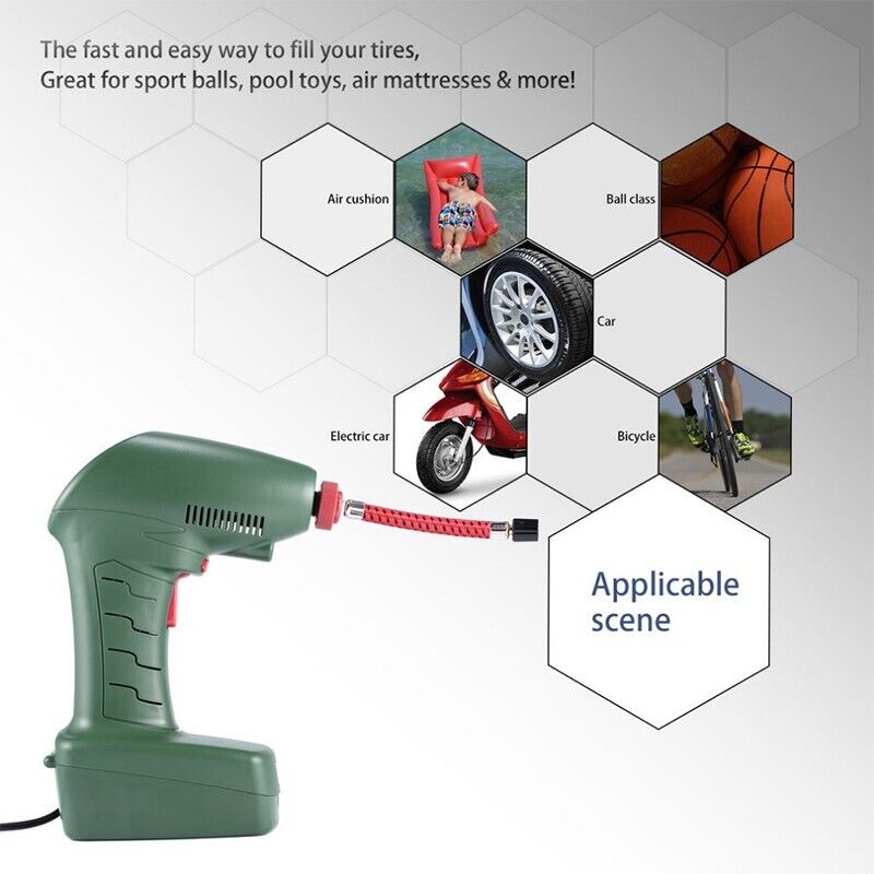 Air Quick Automatic Tyre Inflator Car Compressor Pump Bike 14FT Long Cable 12V
