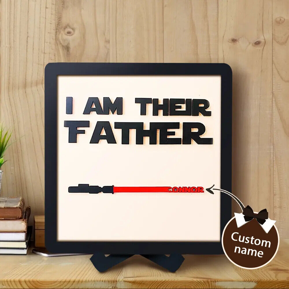 Personalised Fathers Day Dad Gifts Wars Light Sabers Family Names Sign Decor