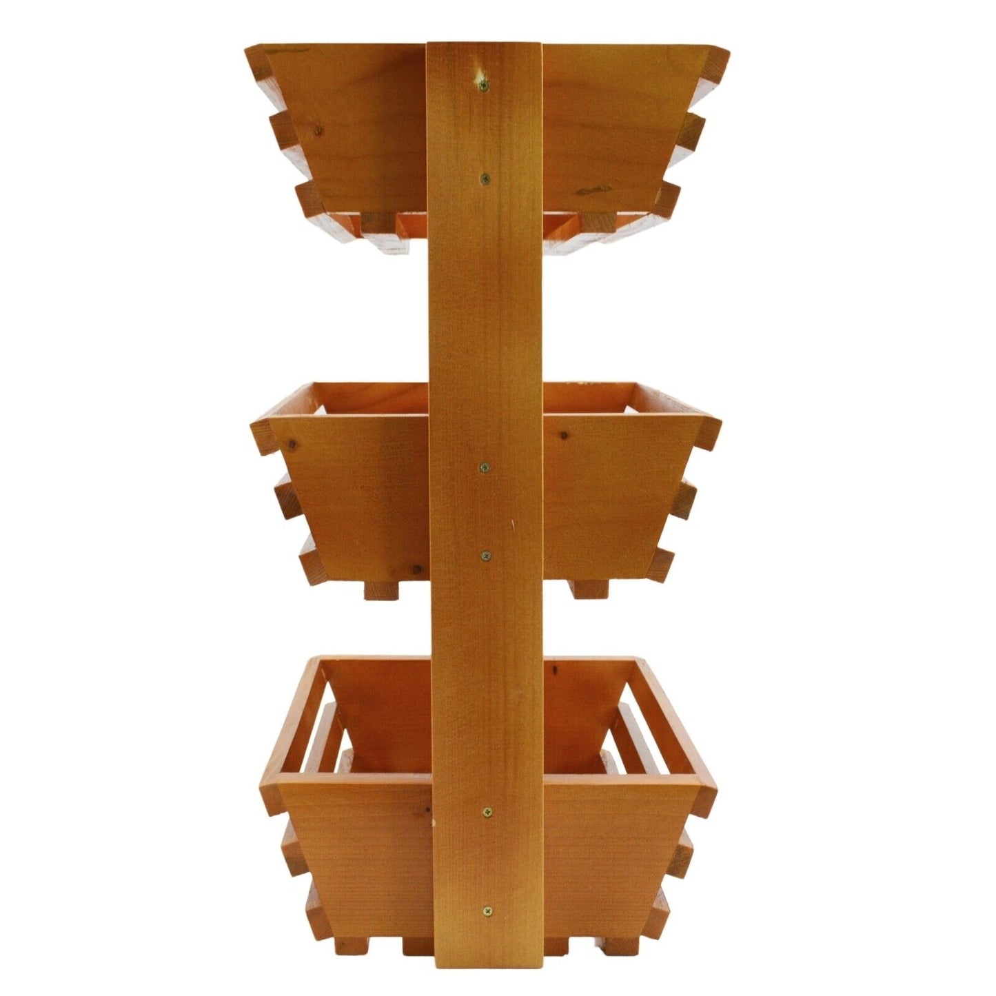 3 Tier Fruit Basket Handmade Natural Wood Holder Rack Vegetable Storage Stand