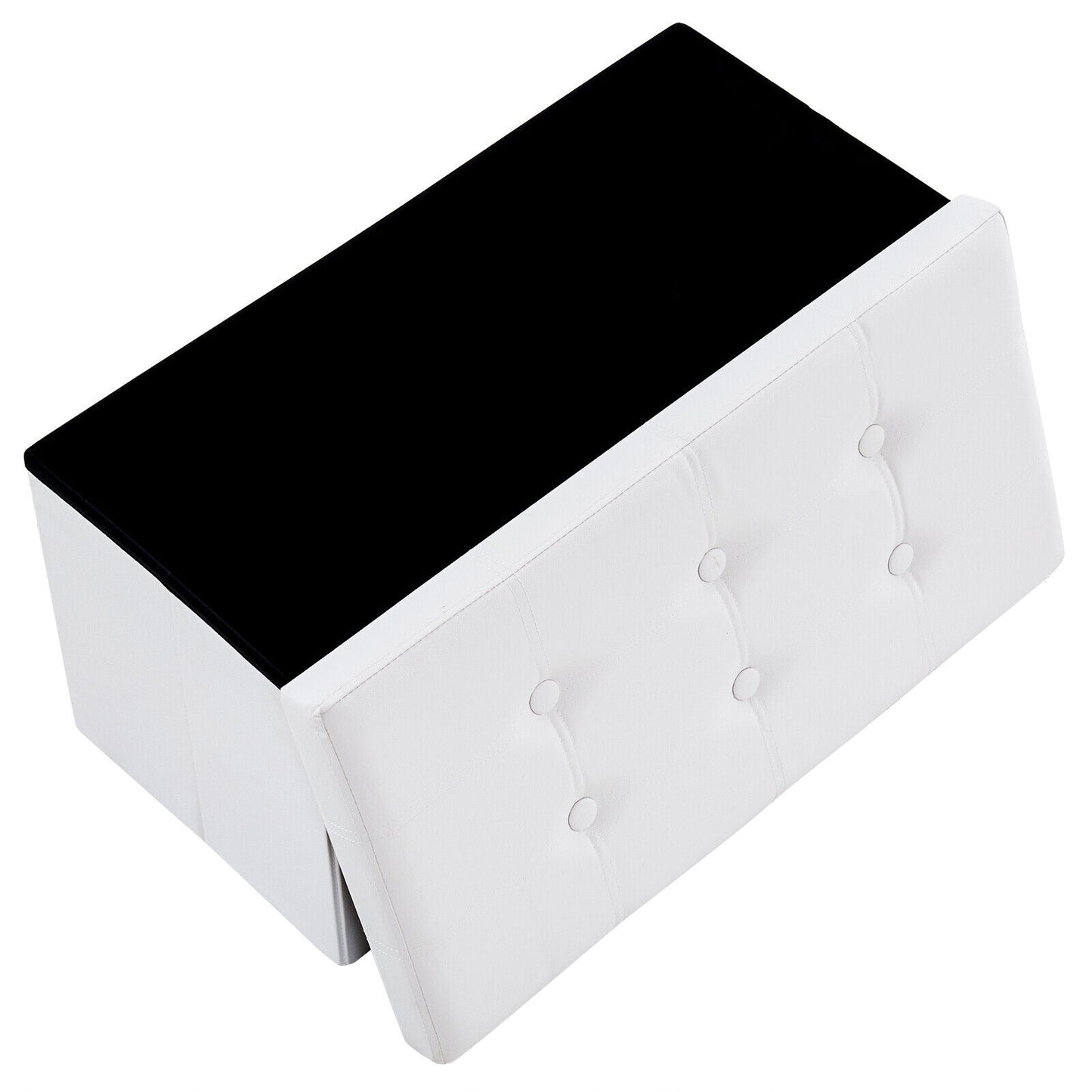 Folding Ottoman Storage Box Pouffe Seat Stool Home Chair Foot stool Bench LINEN