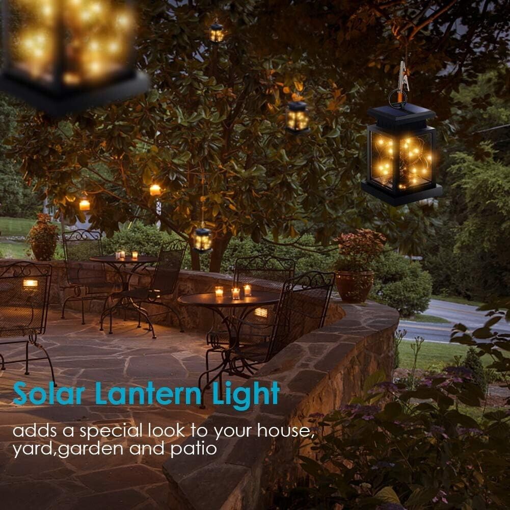 Waterproof LED Solar Powered Hanging Lantern Lights Outdoor Garden Table Lamp GB