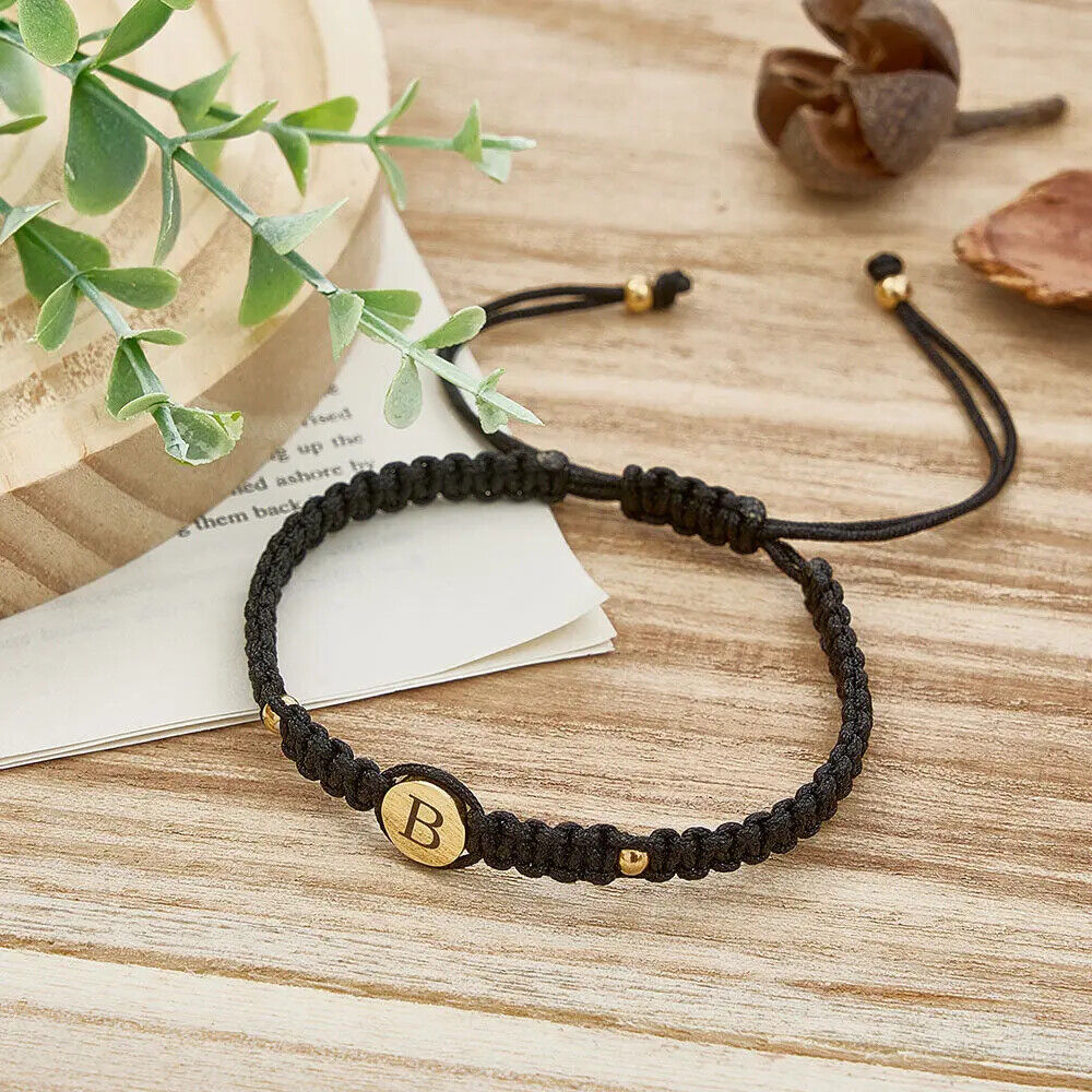 Personalised Couples Bracelets Custom Engraved Name Braided Bracelet Adjustable