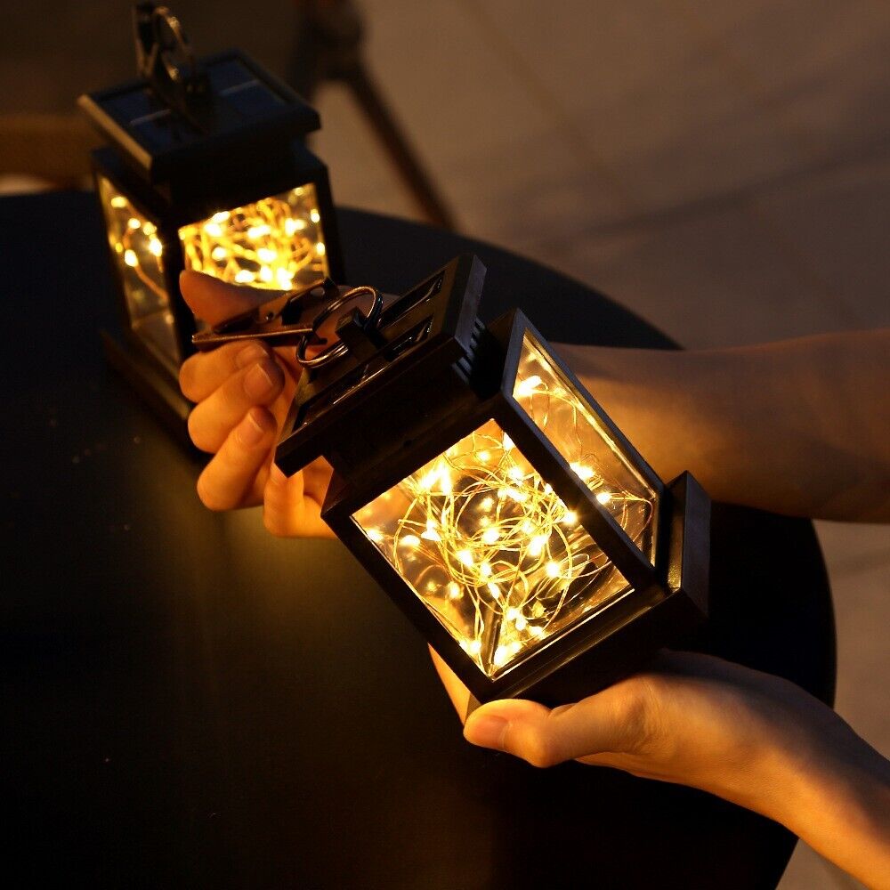 Waterproof LED Solar Powered Hanging Lantern Lights Outdoor Garden Table Lamp GB