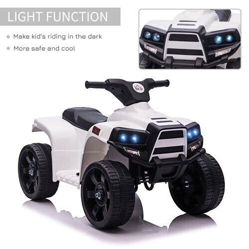 HOMCOM 6V Kids Electric Ride on Car Toddler Quad Bike ATV for 18-36 month White