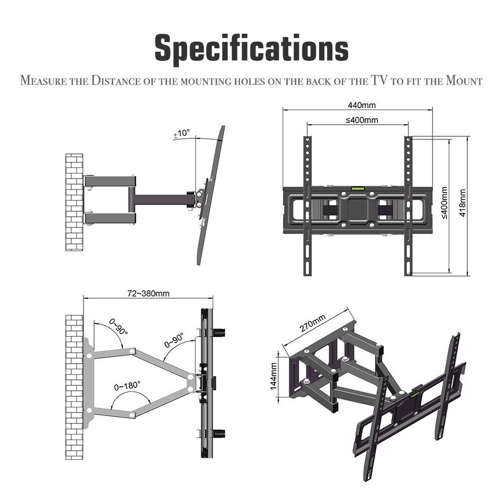 TV Stand Bracket Large Wall Mounted  Adjustable 26-55 inch TV LEADZM 2023