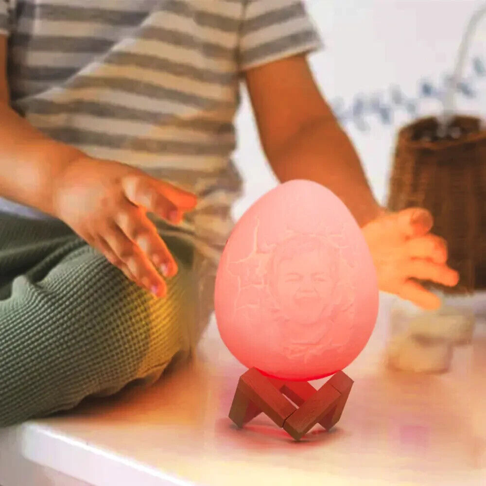 Personalised Photo Dinosaur Egg Night Light for Kids 3D Dinosaur Lamp RGB LED