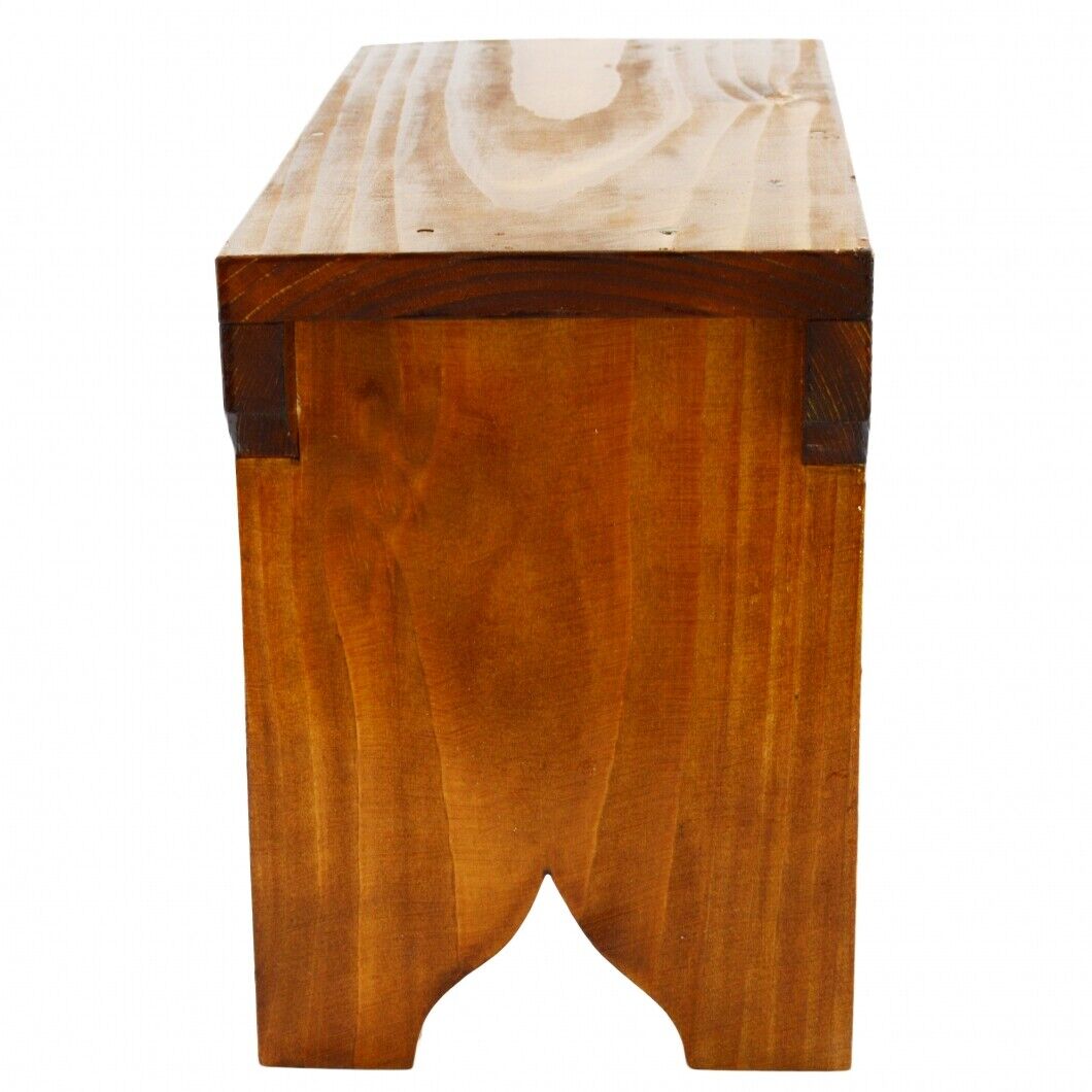 Natural Wooden Step Stool Rustic Shabby Chic Rectangle Seat Multiple Scandinavia