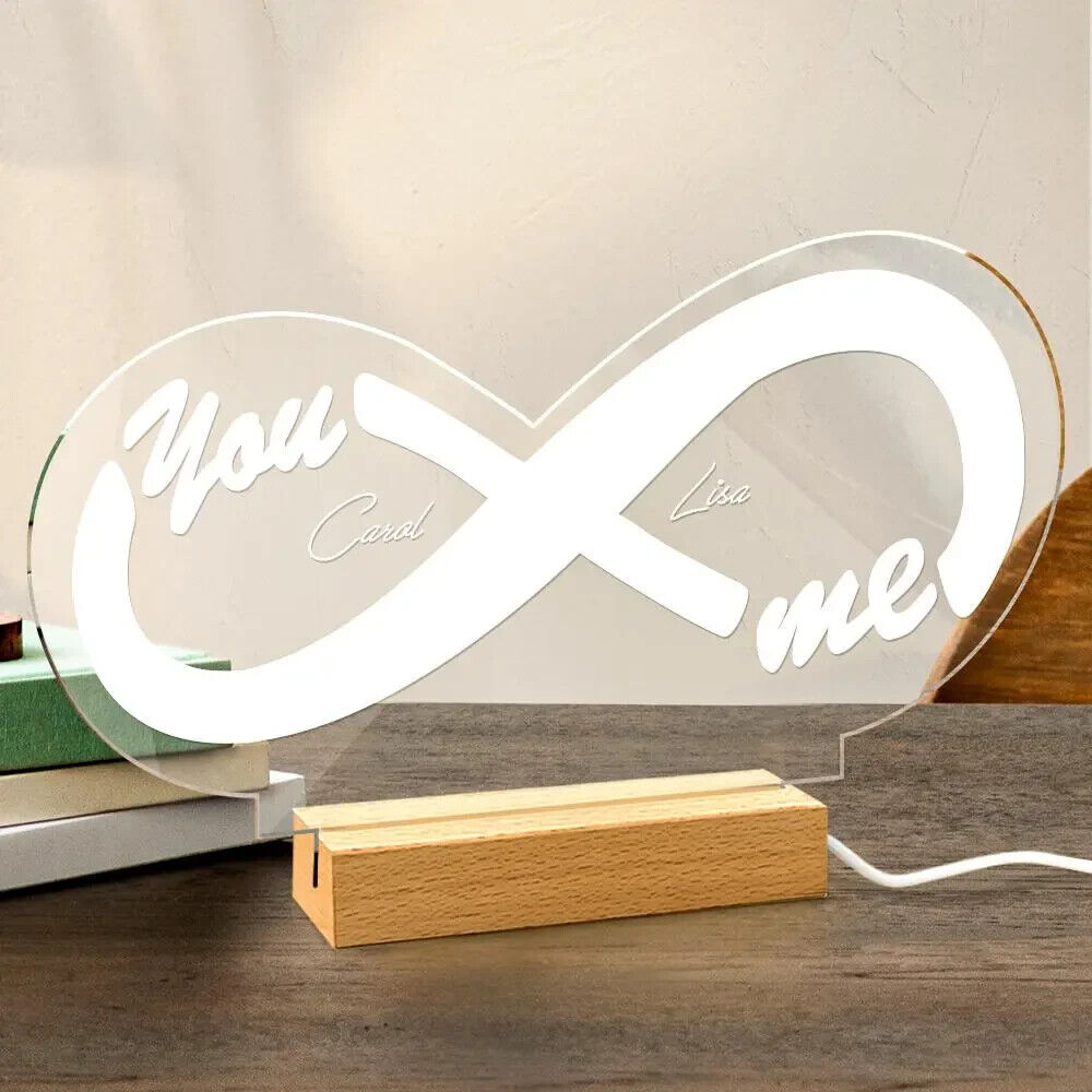 Personalised Infinity LED Neon Any Text Bar Sign Night Light. Acrylic Gift Idea