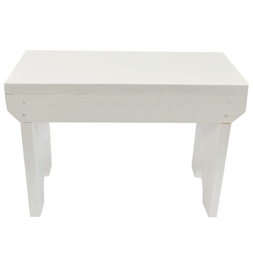 Natural Wooden Step Stool Rustic Shabby Chic Rectangle Seat Multiple Scandinavia