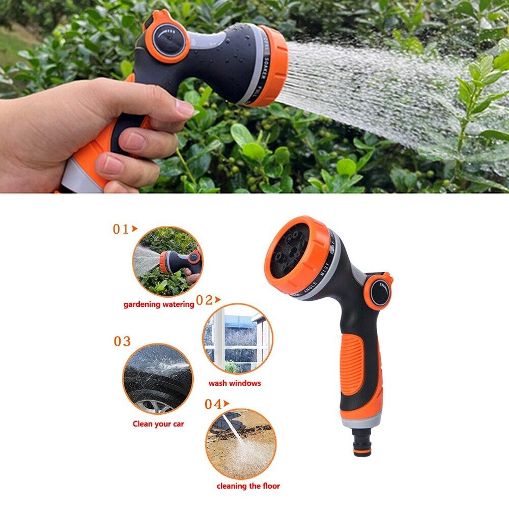 Garden Watering Hose Pipe Spray Gun 10 Patterns Soft Handle Car Washing Pets