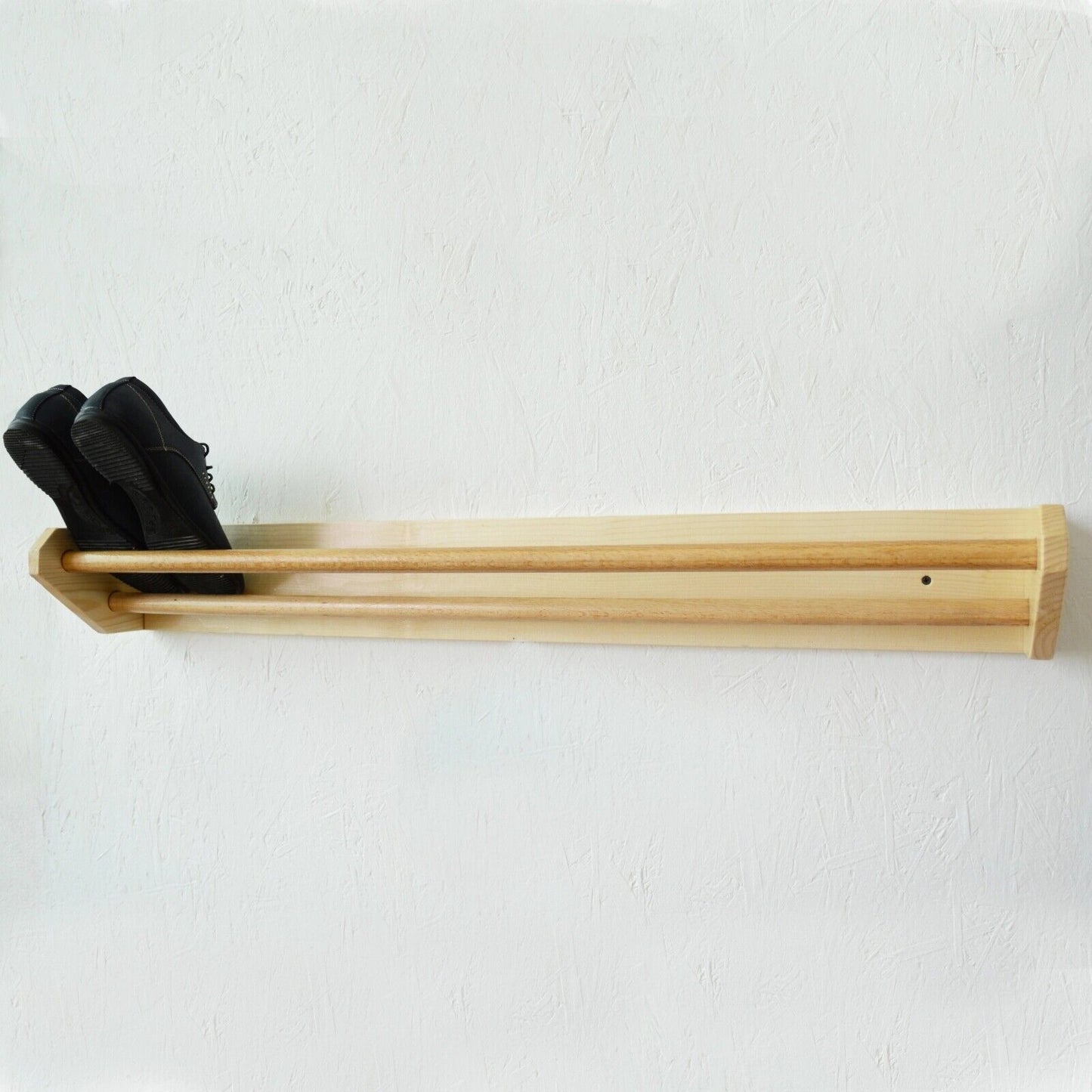 Wall Mounted Floating Shoe Footwear Rack Organizer Wooden Storage Shelf Stand