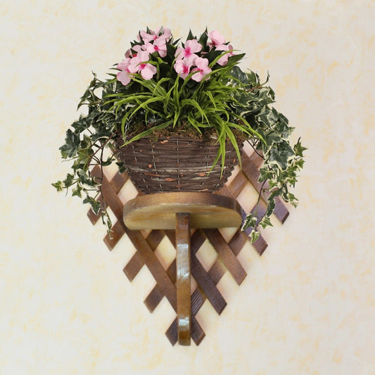Handmade Wall flower holder wooden rack wall mount flower stand 46 x 31 cm