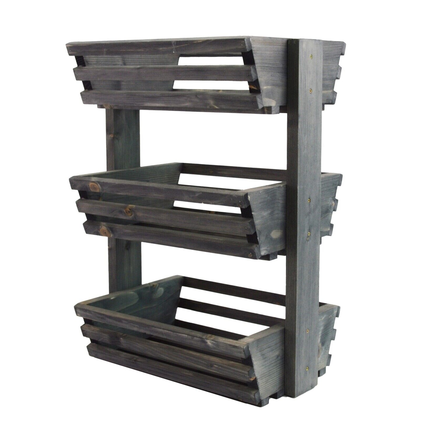 3 Tier Fruit Basket Handmade Natural Wood Holder Rack Vegetable Storage Stand