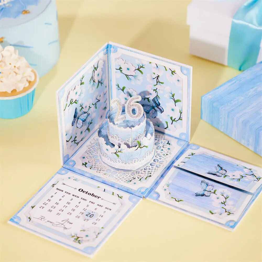 Personalized Birthday Exploding Surprise Box Card Custom Cherry Blossoms 3D Pop