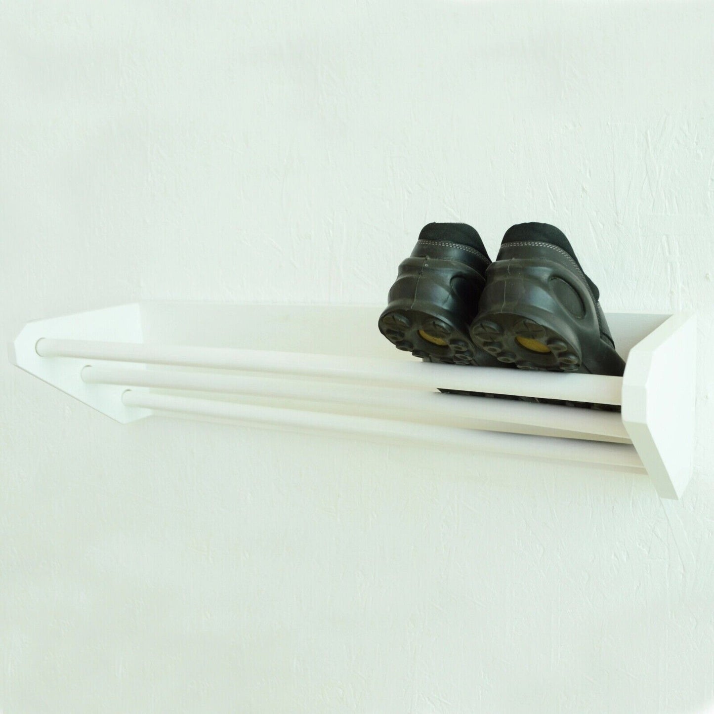Wall Mounted Floating Shoe Footwear Rack Organizer Wooden Storage Shelf Stand
