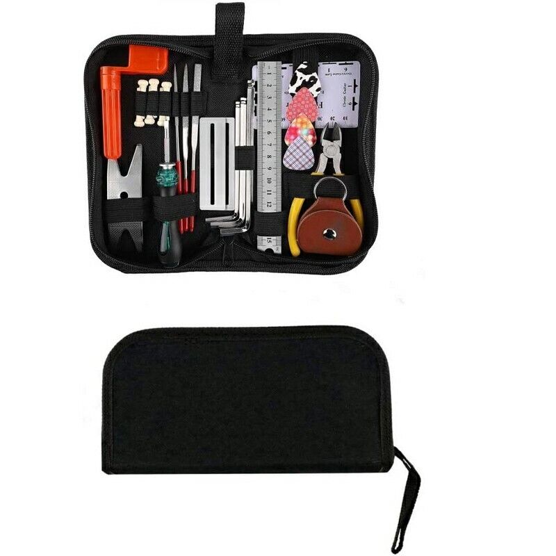 26Pcs Guitar Care Cleaning Repair Tool Kit Wire Plier Ruler Organizer Protector