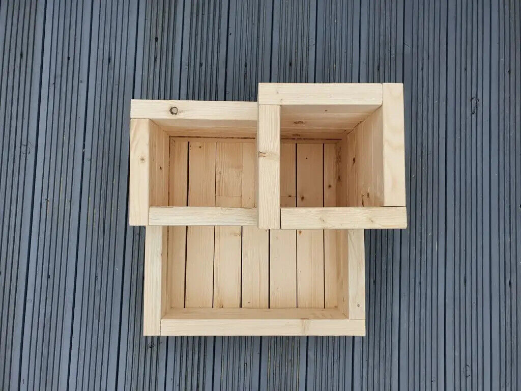 Handmade 3 TIER WOODEN TREATED GARDEN PLANTER 3 TIERED PLANT POT 50cm X 50cm