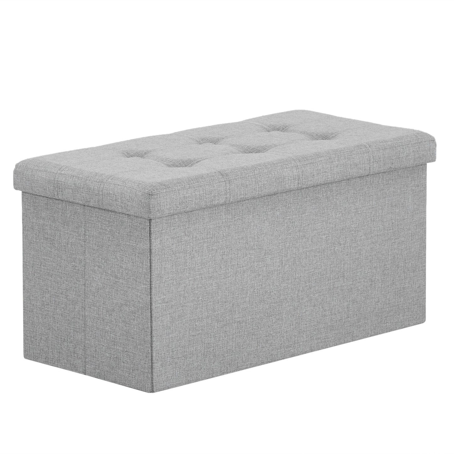 Folding Ottoman Storage Box Pouffe Seat Stool Home Chair Foot stool Bench LINEN