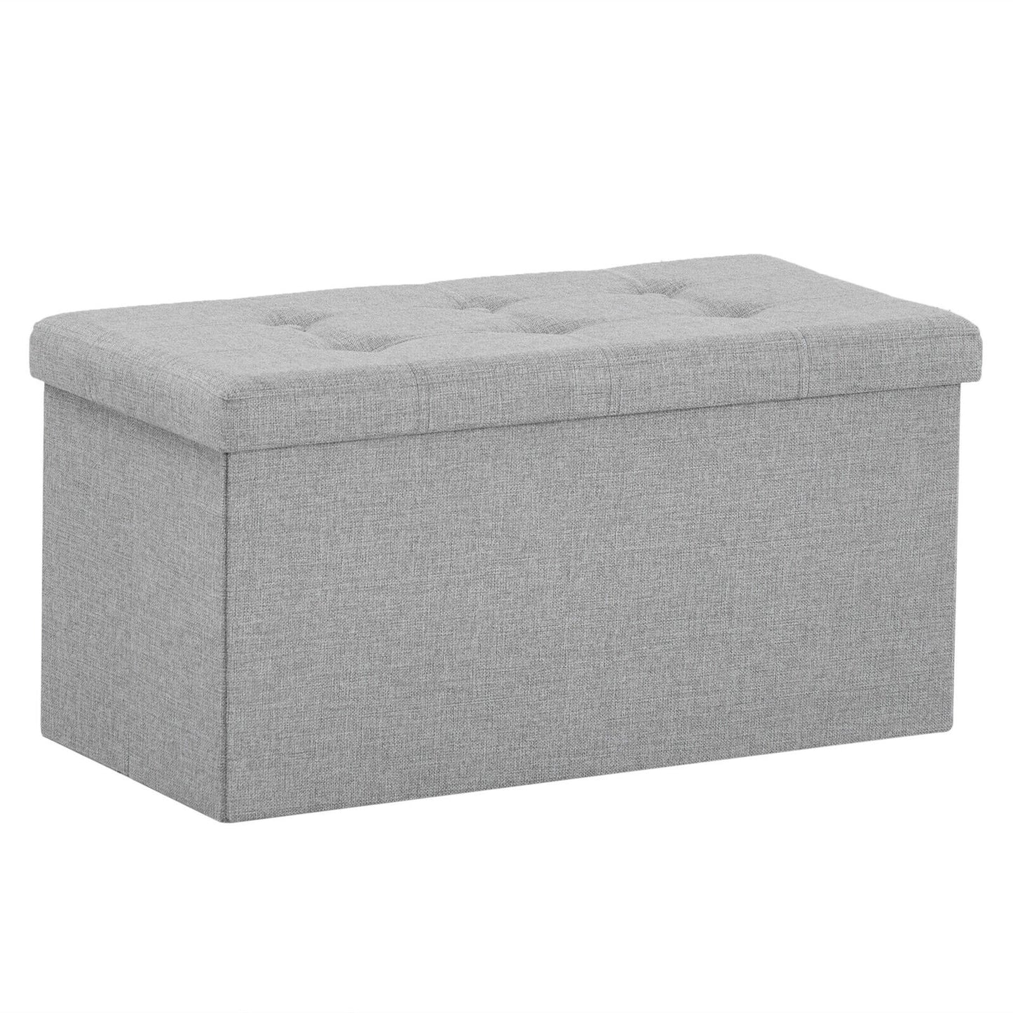 Folding Ottoman Storage Box Pouffe Seat Stool Home Chair Foot stool Bench LINEN