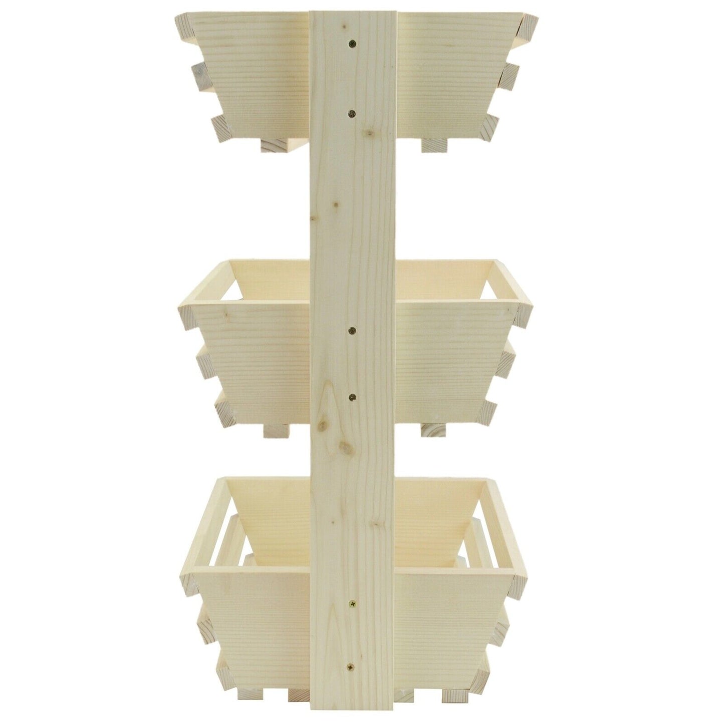 3 Tier Fruit Basket Handmade Natural Wood Holder Rack Vegetable Storage Stand