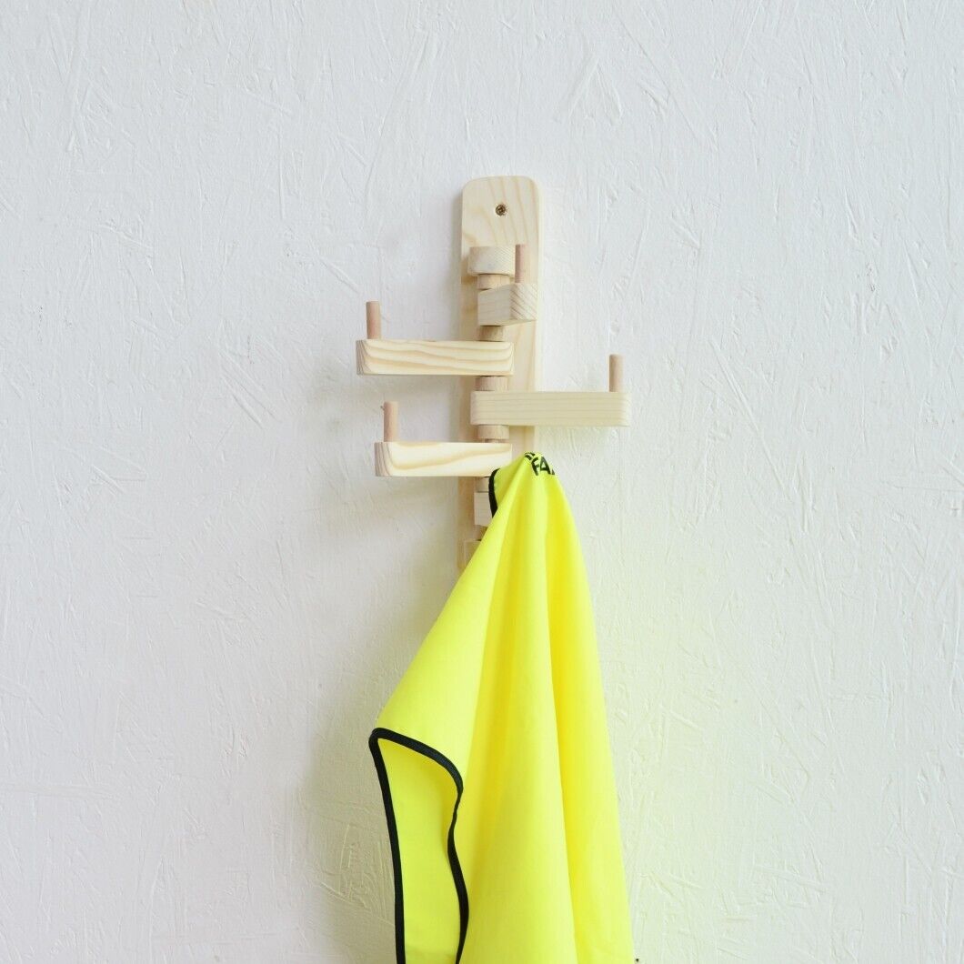 Wooden Coat Rack Mounted Space Saving ECO Friendly Handmade Hook 5 Hooks