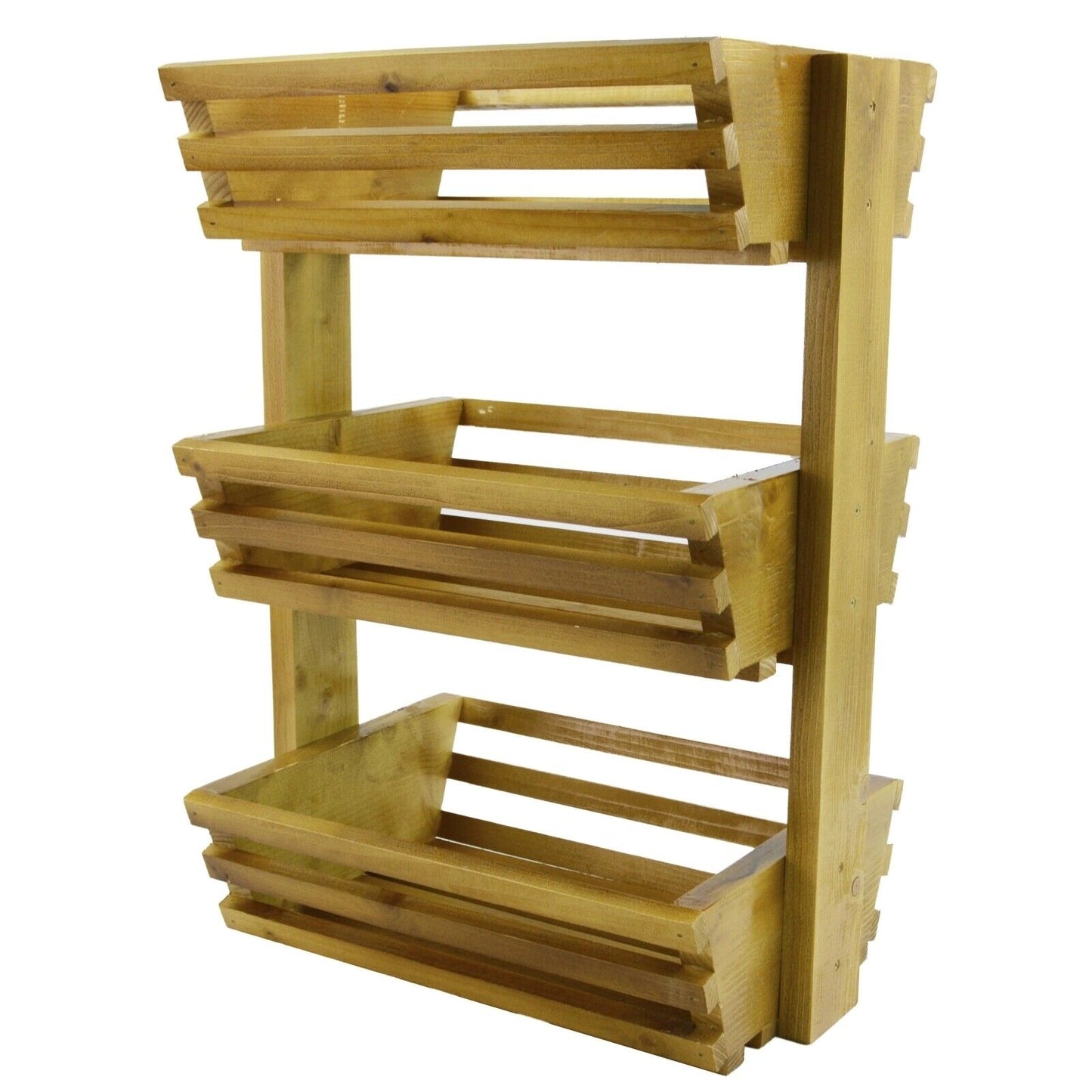 3 Tier Fruit Basket Handmade Natural Wood Holder Rack Vegetable Storage Stand