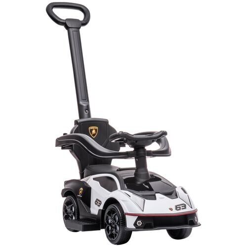 AIYAPLAY Lamborghini 2 in 1 Baby Ride on Push Car Toddler Push Along Car, White
