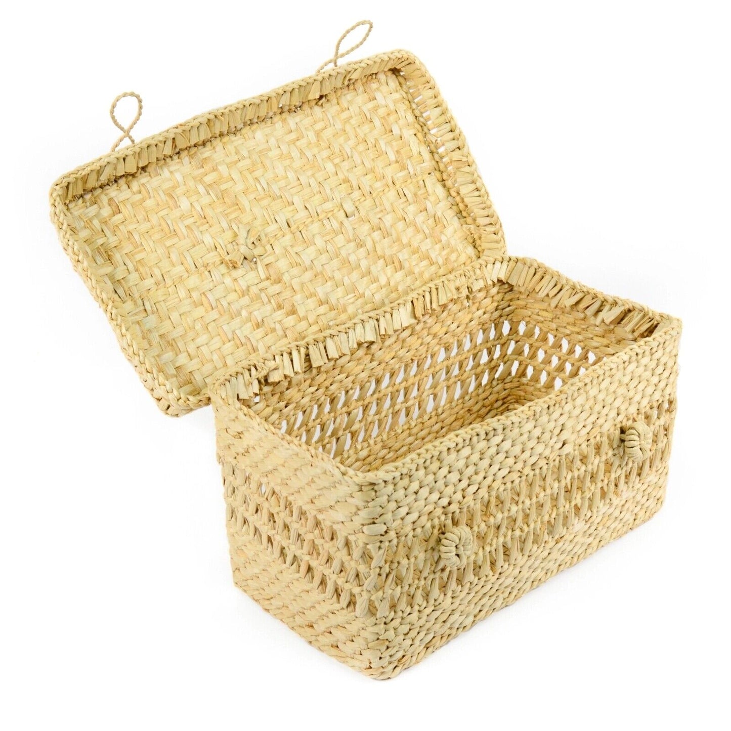 Handmade Seagrass Storage Basket Box With Lid Wicker Cosmetics Basket Large