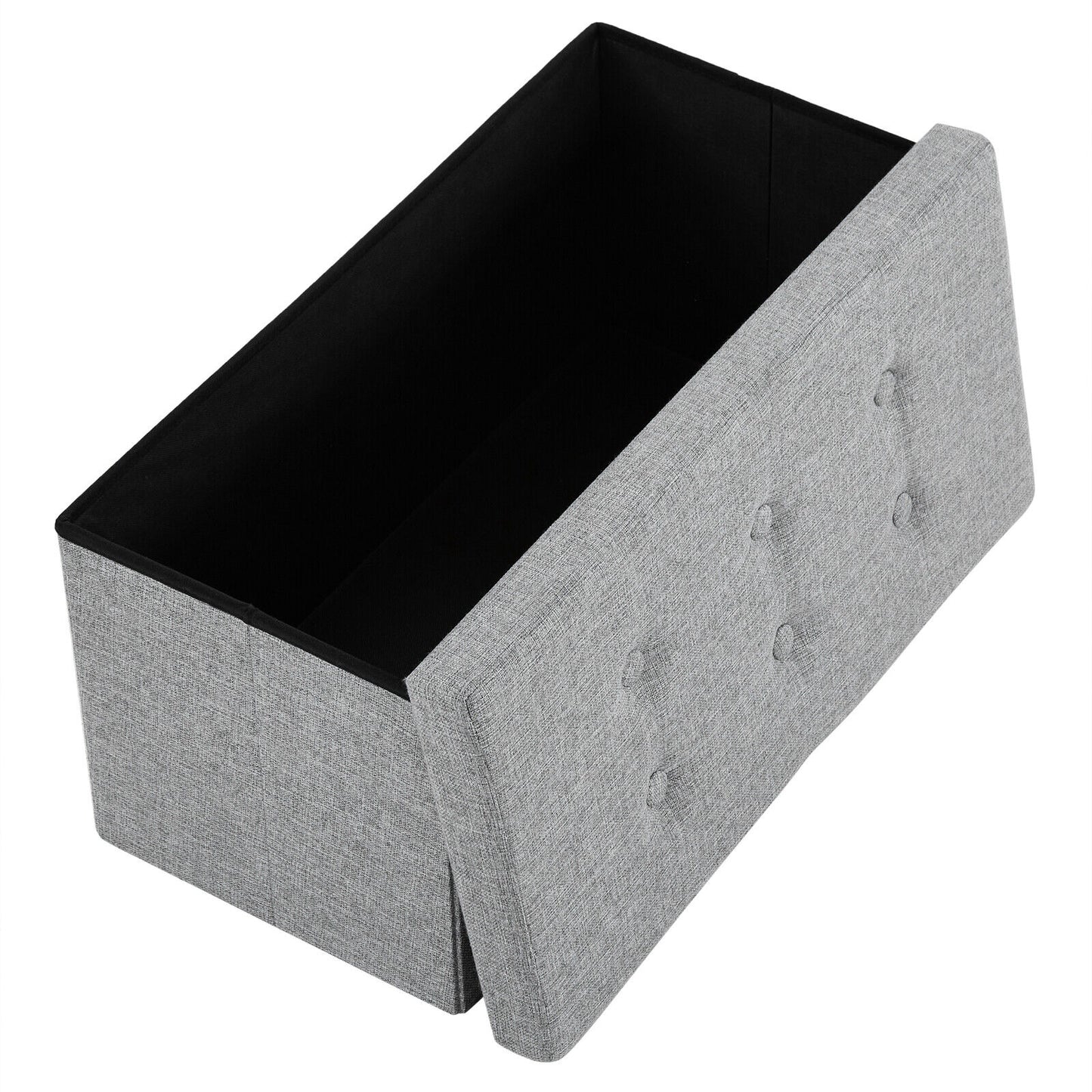 Folding Ottoman Storage Box Pouffe Seat Stool Home Chair Foot stool Bench LINEN