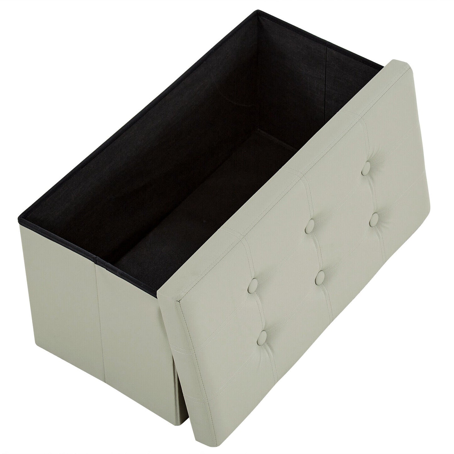 Folding Ottoman Storage Box Pouffe Seat Stool Home Chair Foot stool Bench LINEN