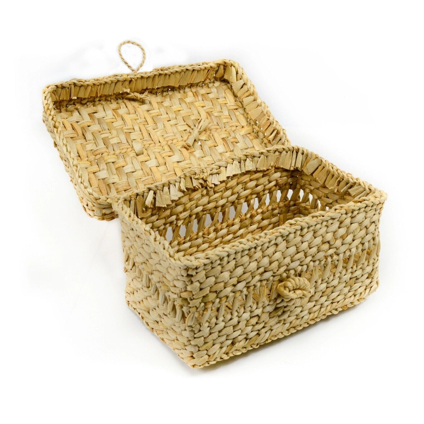 Handmade Seagrass Storage Basket Box With Lid Wicker Cosmetics Basket Large