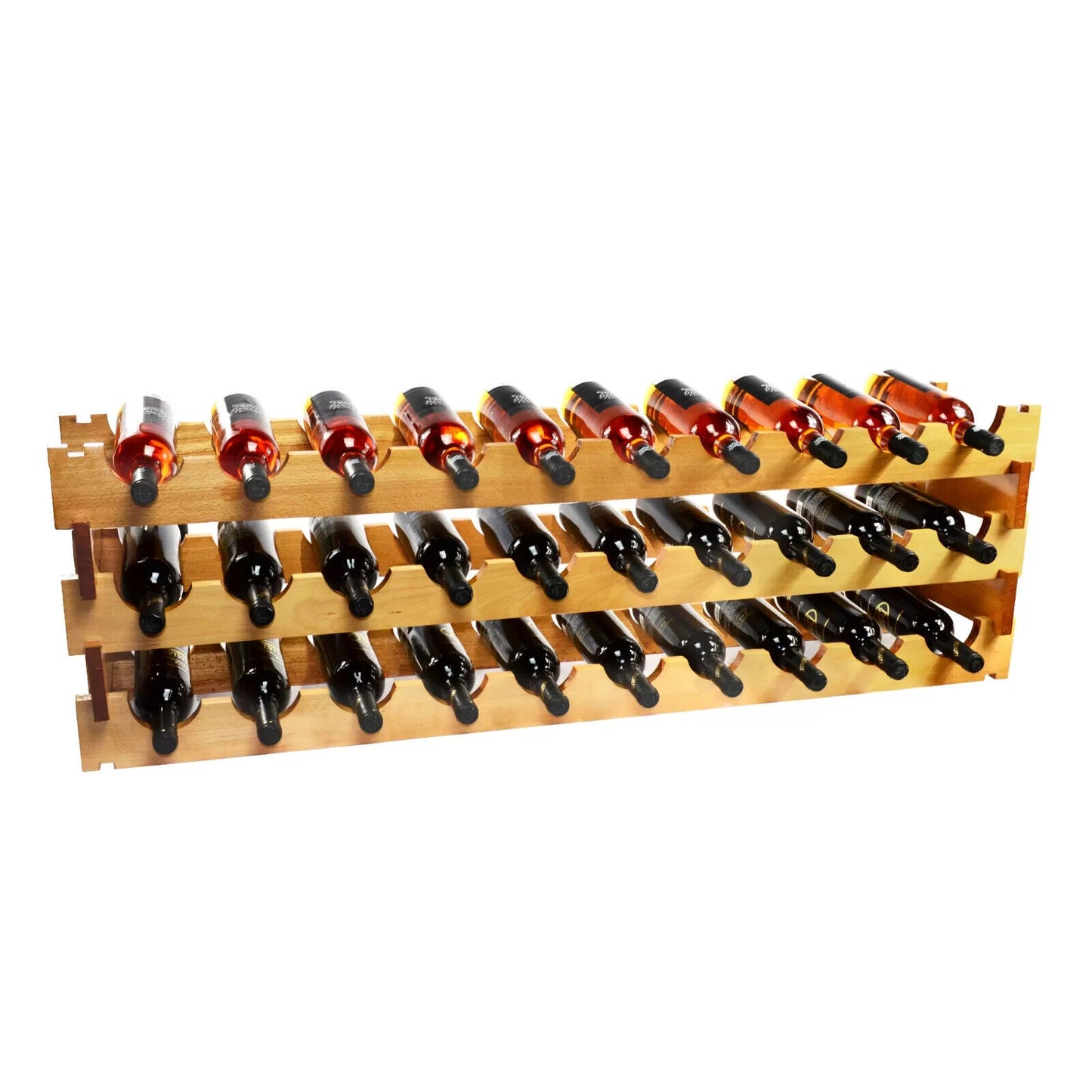 ECO Friendly Handmade Wine Rack Storage 10/30 Bottle Beech Wood Wine Natural