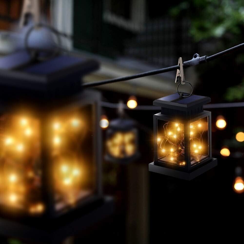 Waterproof LED Solar Powered Hanging Lantern Lights Outdoor Garden Table Lamp GB