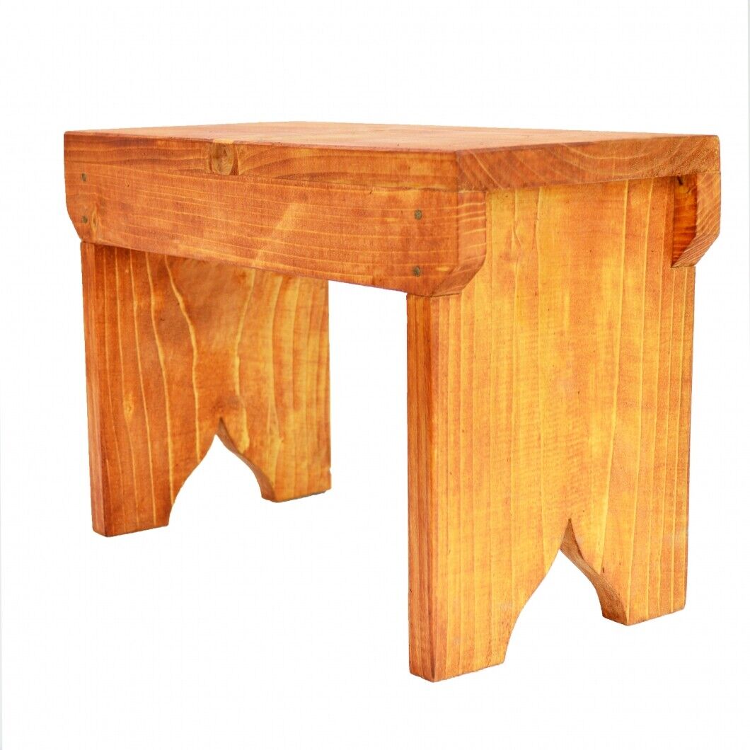 Natural Wooden Step Stool Rustic Shabby Chic Rectangle Seat Multiple Scandinavia
