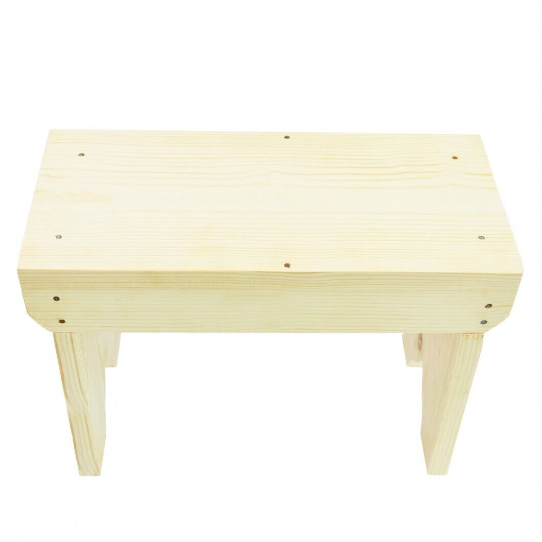 Natural Wooden Step Stool Rustic Shabby Chic Rectangle Seat Multiple Scandinavia