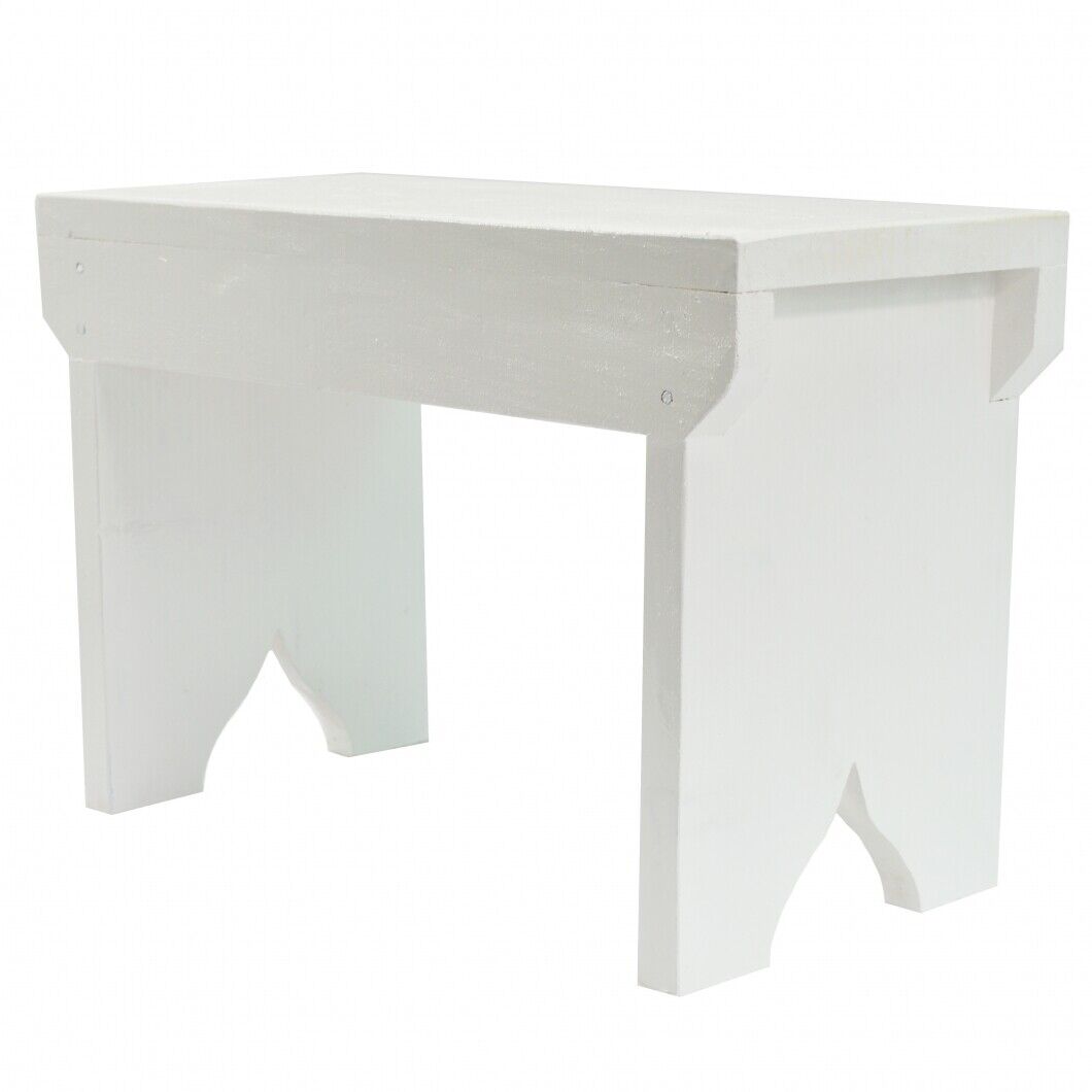 Natural Wooden Step Stool Rustic Shabby Chic Rectangle Seat Multiple Scandinavia