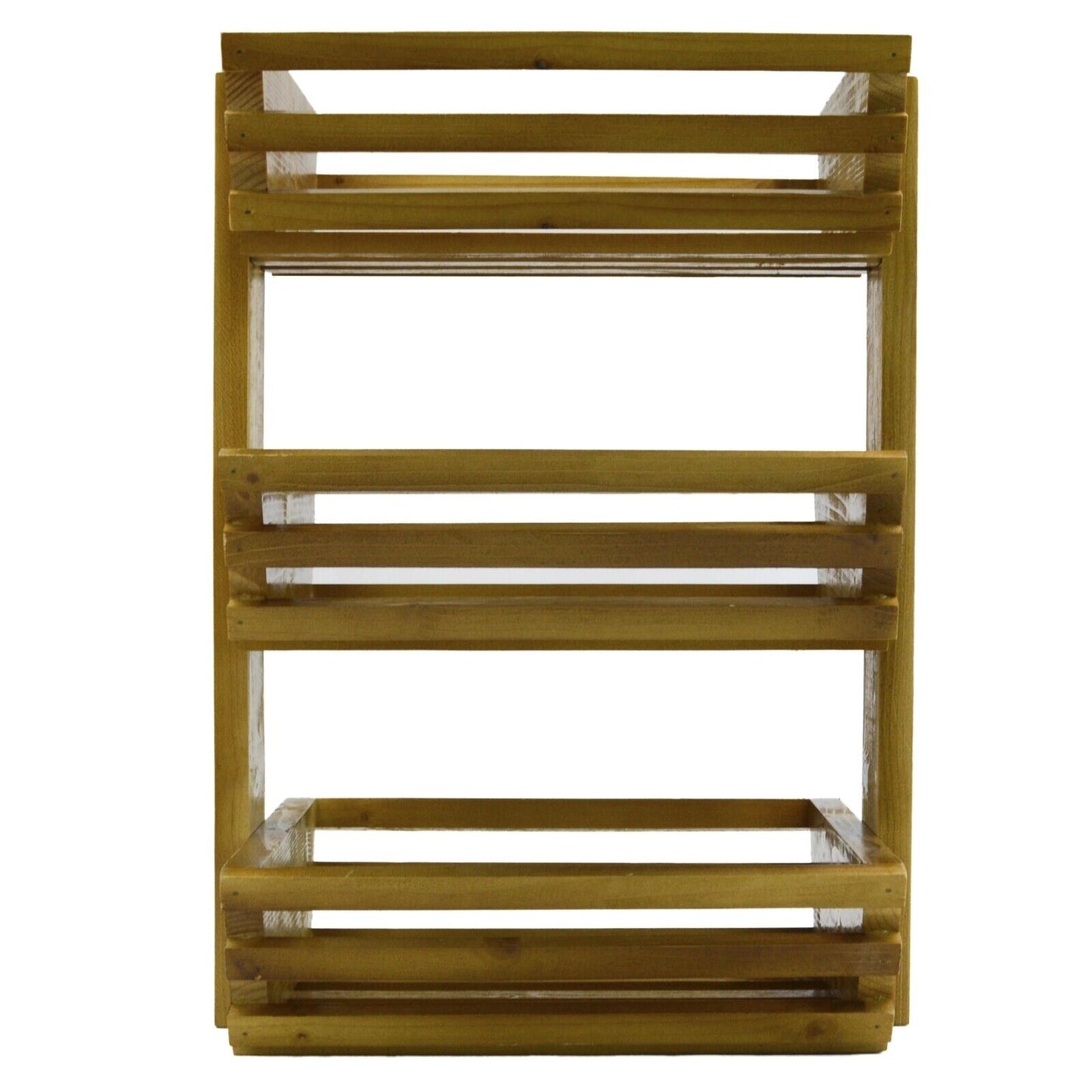 3 Tier Fruit Basket Handmade Natural Wood Holder Rack Vegetable Storage Stand