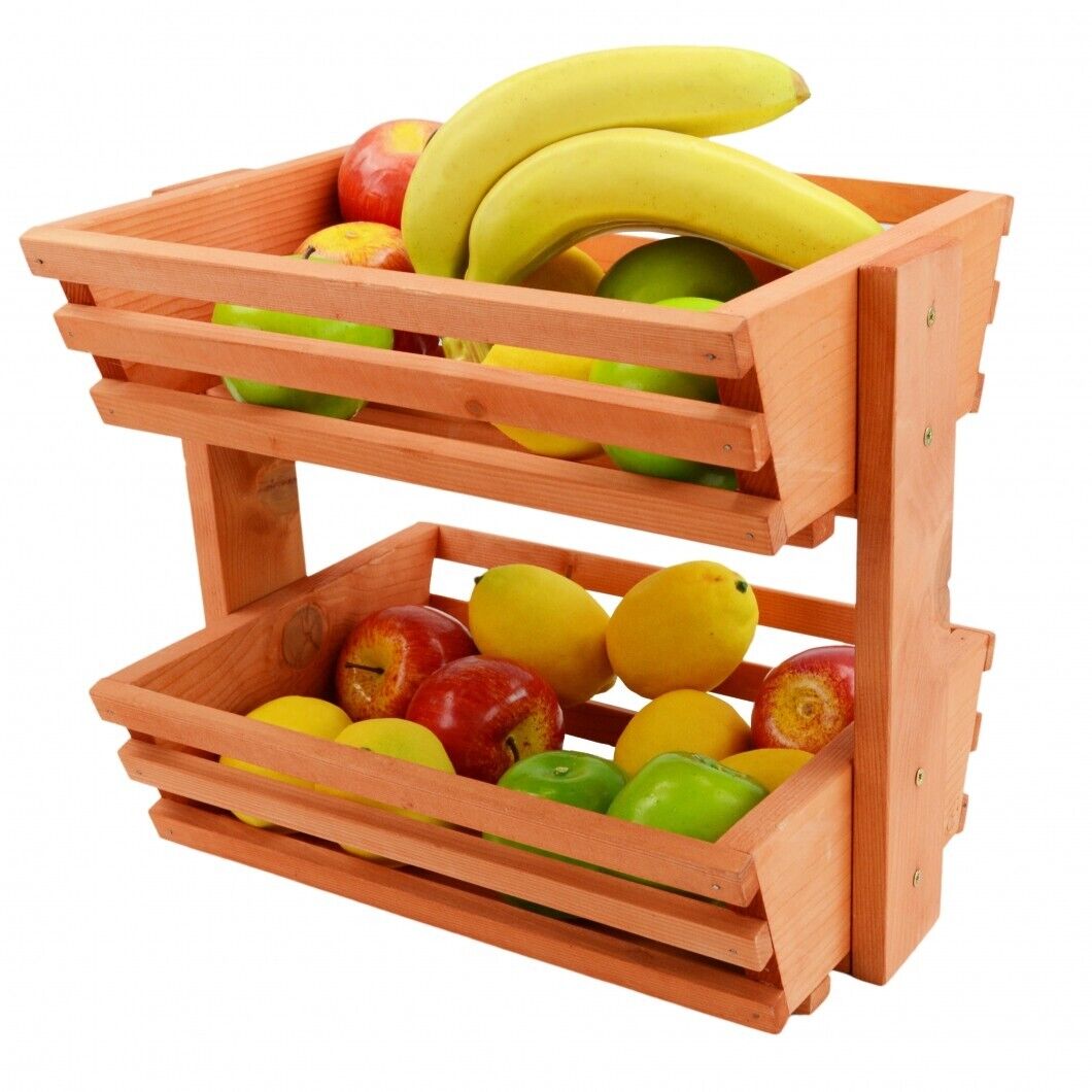 Handmade 2 tier Large Wooden Vegetable fruit food storage Bakery Display rack