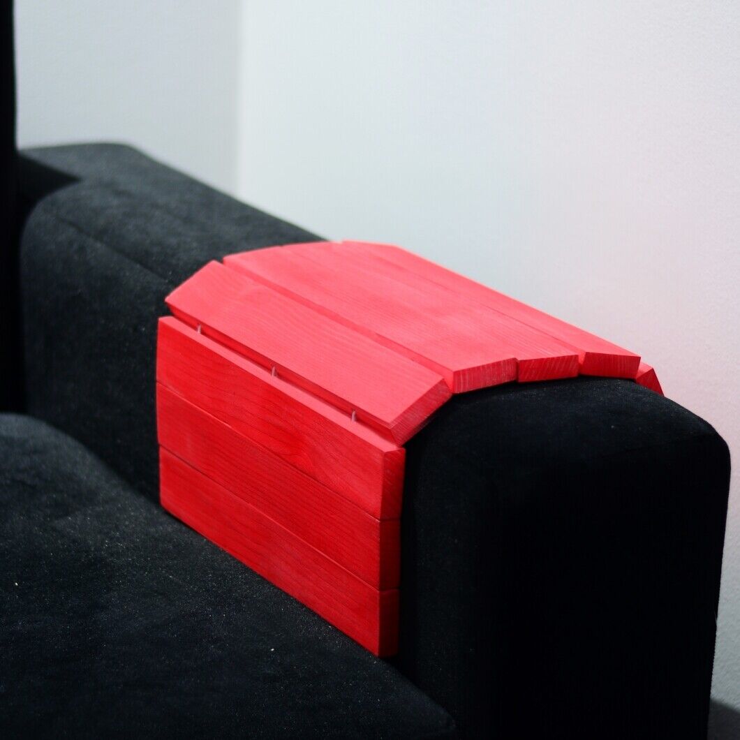 Flexible Wooden Sofa Arm Chair Tray Media Organiser Snack Serving Tray Arm Rest
