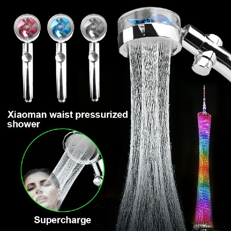 Shower Head Water Saving Flow 360° Rotating with Small Fan High Pressure Spray