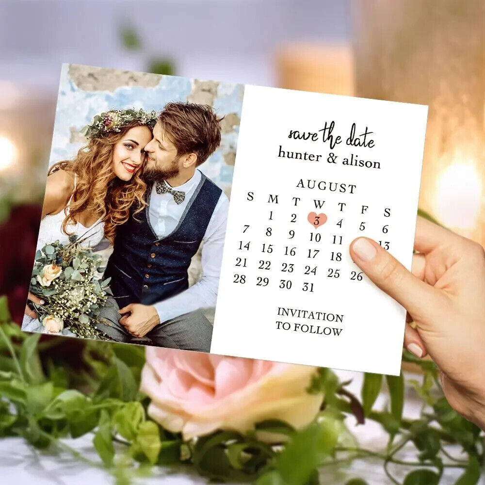 Save The Date Cards Personalised Wedding, Modern, Custom Photo 2024 Season