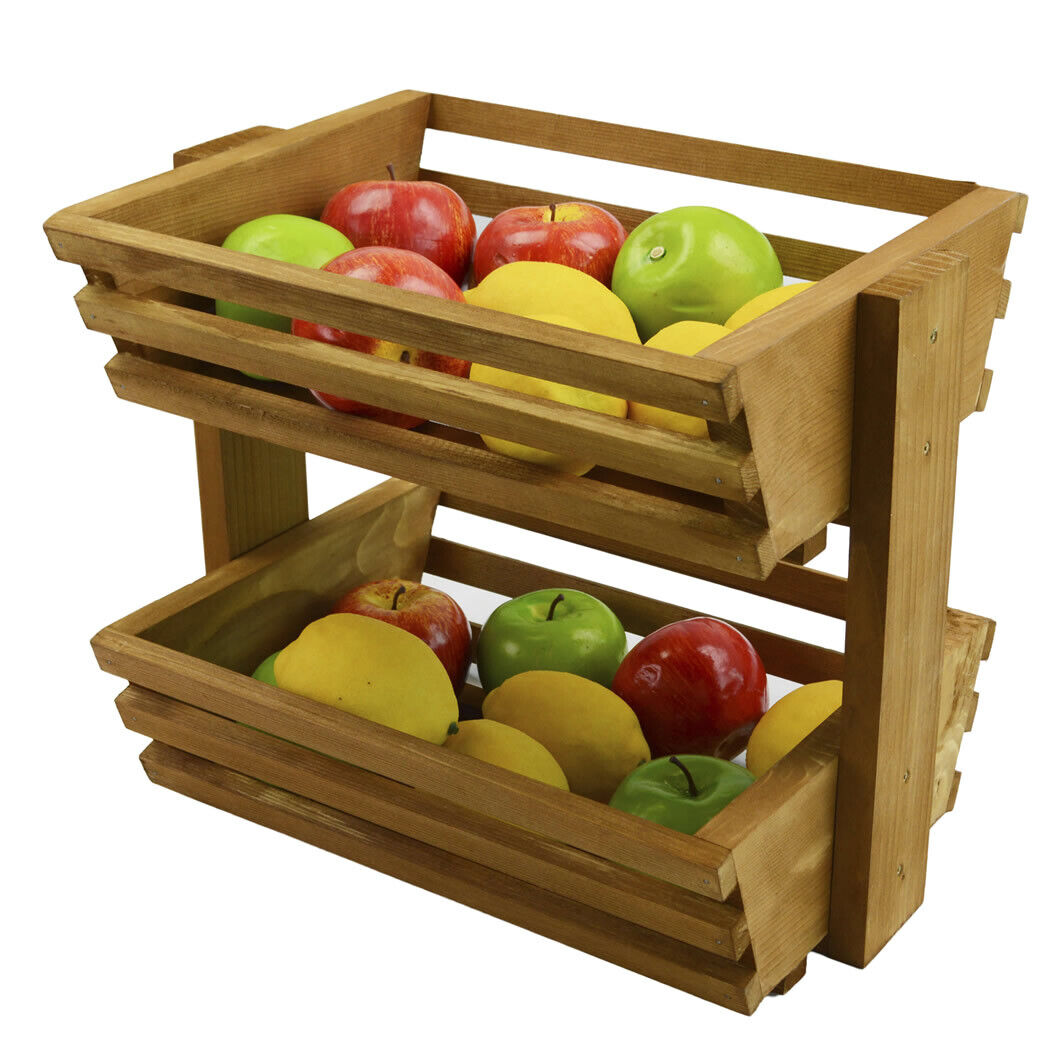 Handmade 2 tier Large Wooden Vegetable fruit food storage Bakery Display rack