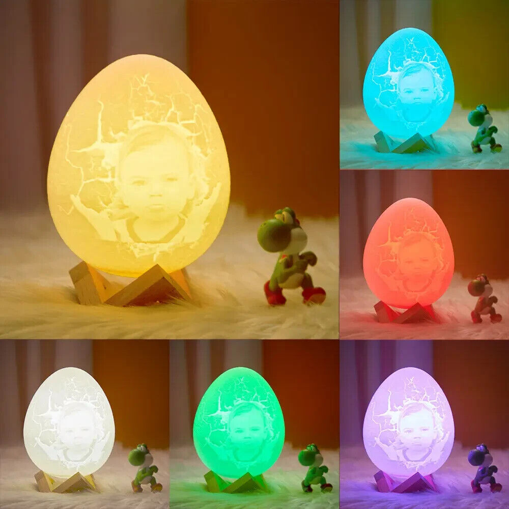 Personalised Photo Dinosaur Egg Night Light for Kids 3D Dinosaur Lamp RGB LED