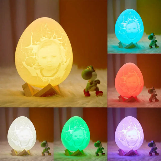 Personalised Photo Dinosaur Egg Night Light for Kids 3D Dinosaur Lamp RGB LED
