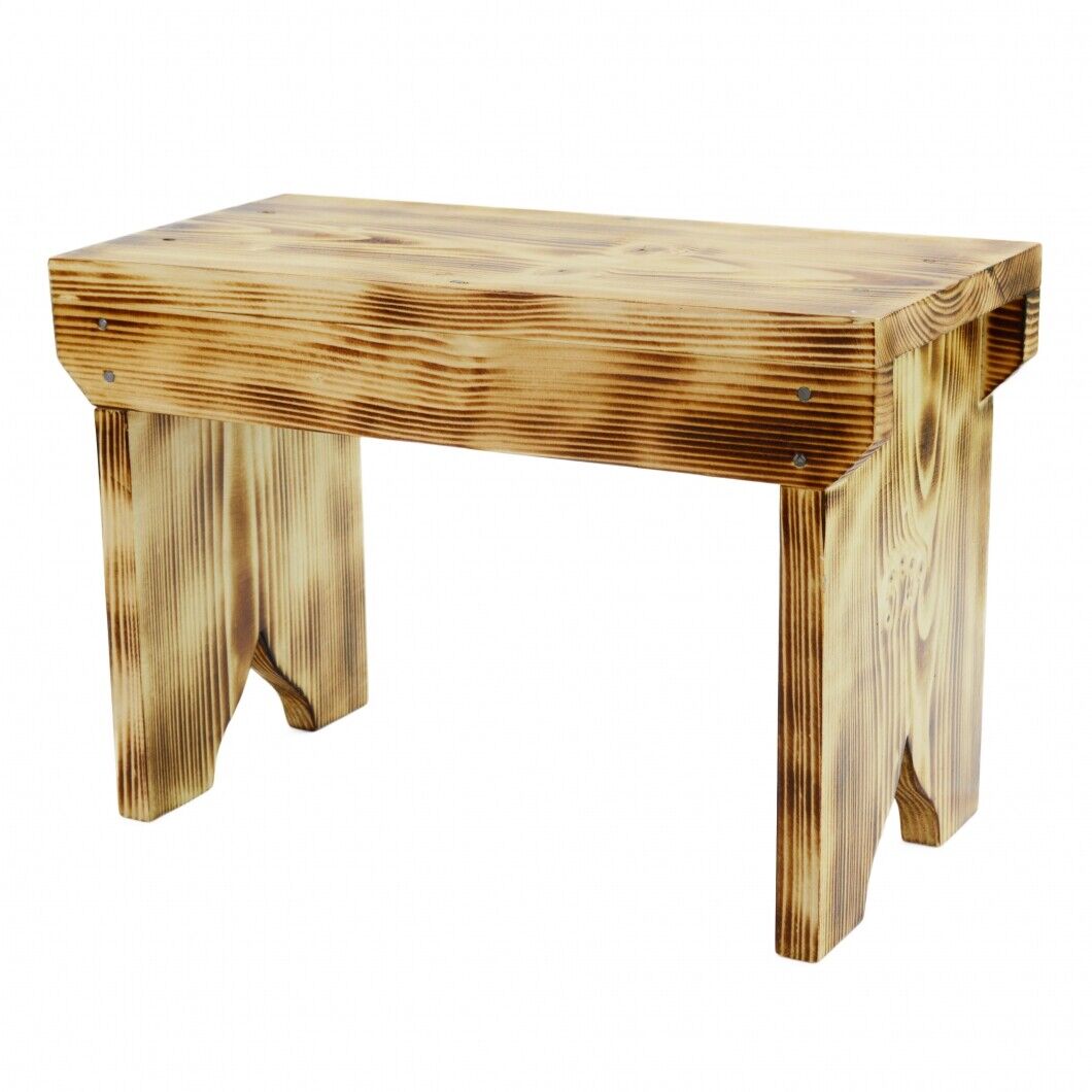 Natural Wooden Step Stool Rustic Shabby Chic Rectangle Seat Multiple Scandinavia