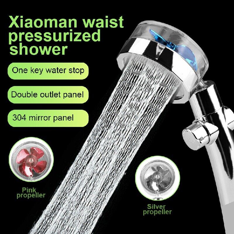 Shower Head Water Saving Flow 360° Rotating with Small Fan High Pressure Spray