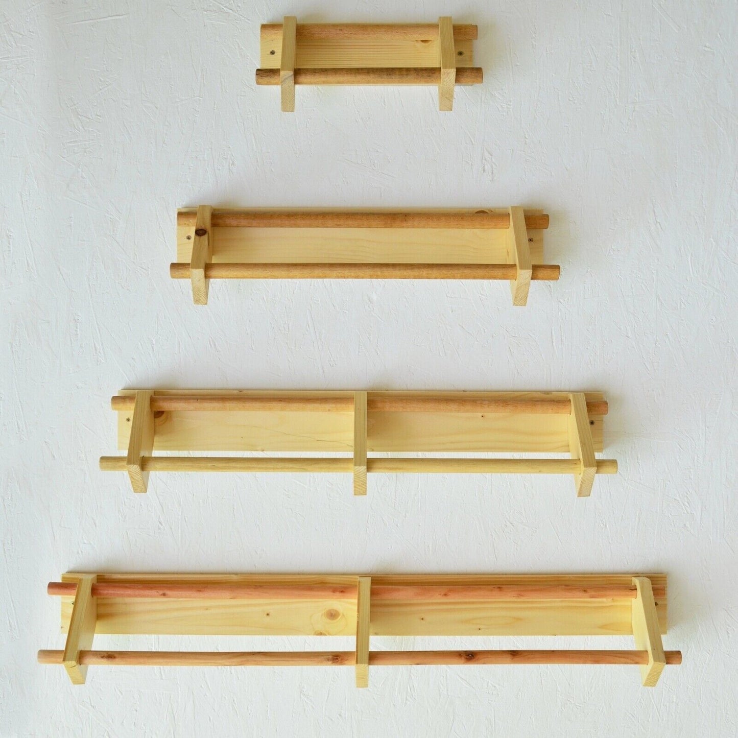 Handmade Wooden Wall Mounted Towel Rail Holder Rack Kitchen Solid Wood Floating