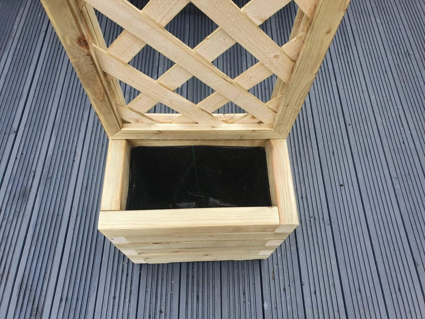 Garden Wooden Planter With Trellis Natural Outdoor Décor Flowers Plant Raised