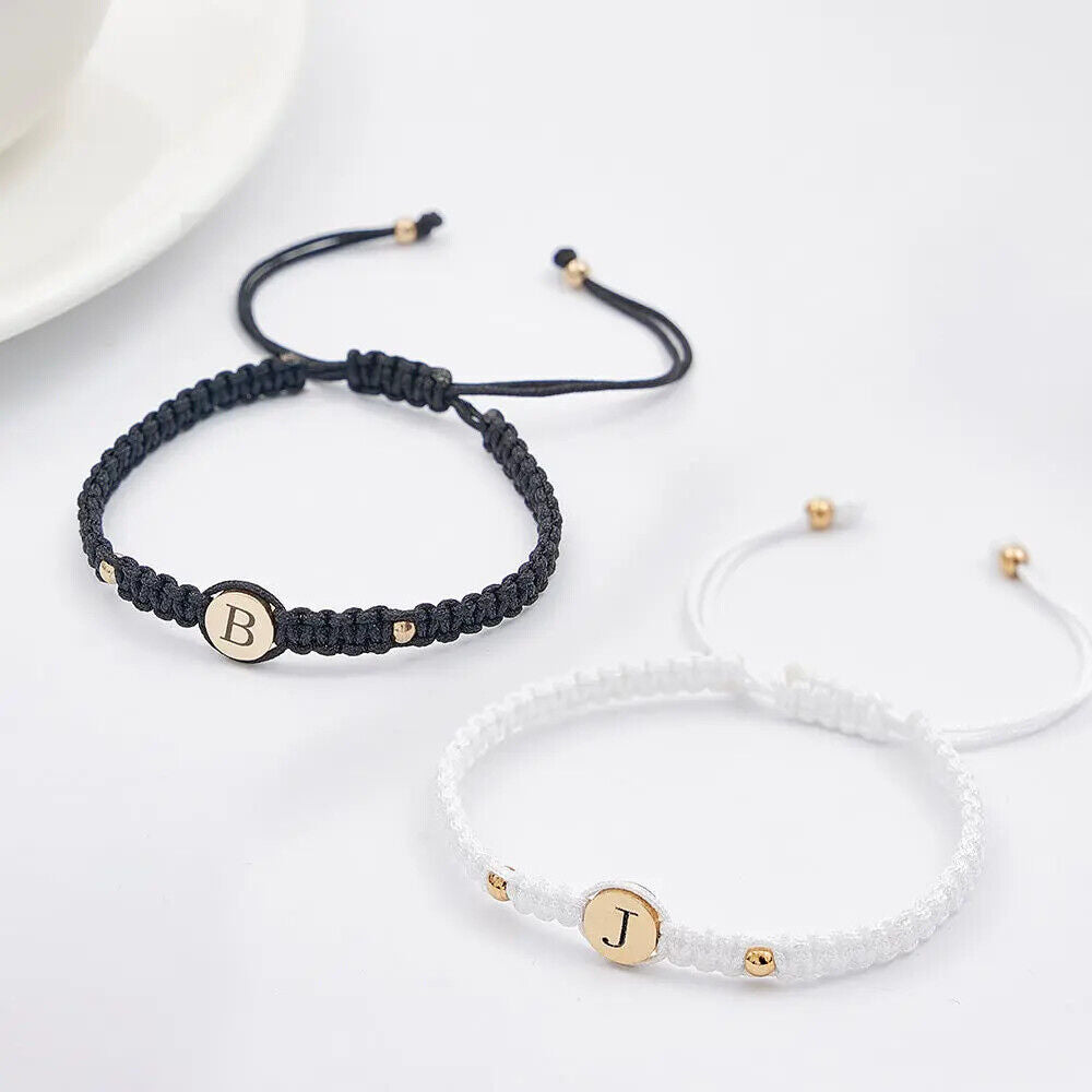 Personalised Couples Bracelets Custom Engraved Name Braided Bracelet Adjustable