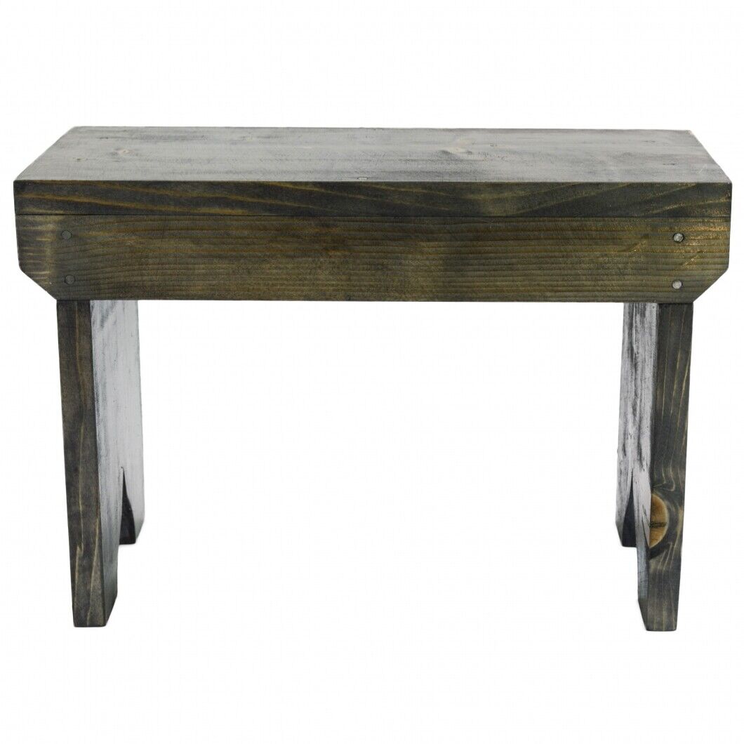 Natural Wooden Step Stool Rustic Shabby Chic Rectangle Seat Multiple Scandinavia